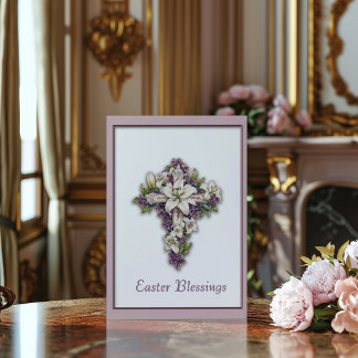 Carte Easter Lily Cross Easter Blessing