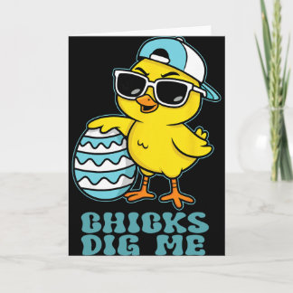 Carte Easter Sunday Chicks Dig Me Funny Chicken Lover Bo