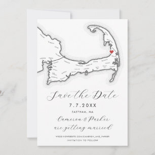 Carte Eastham MA Cape Cod Mariage noir et blanc