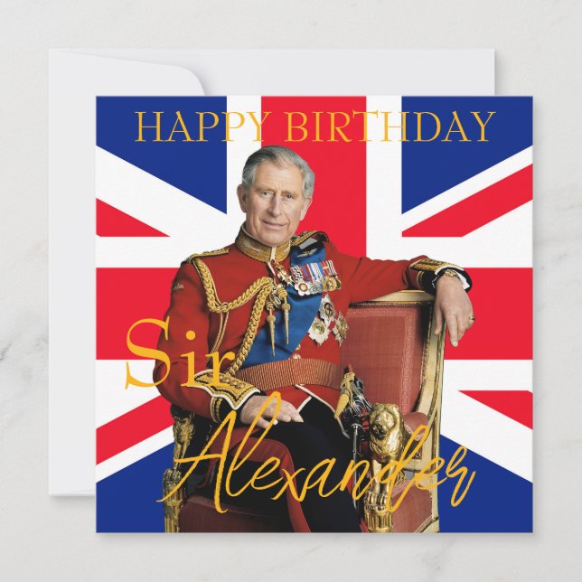 Carte Easy Custom Name King Charles III drapeau britanni (Devant)