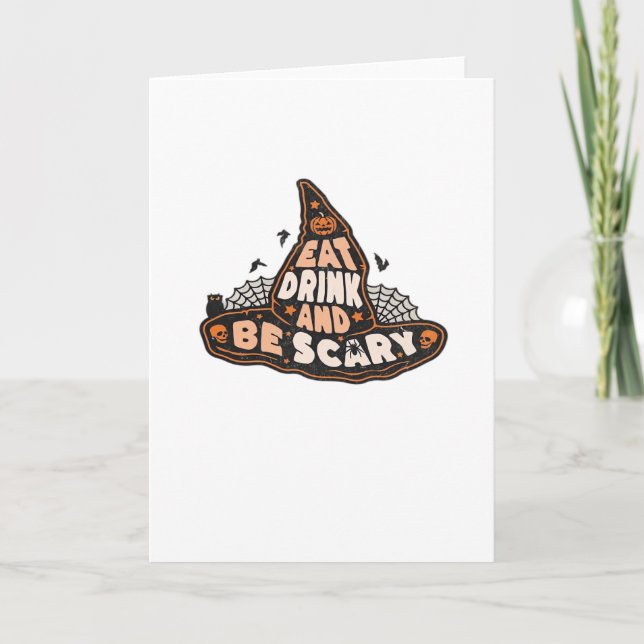 Carte Eat Drink And Be Scary Witch Only Halloween Gift F (Devant)