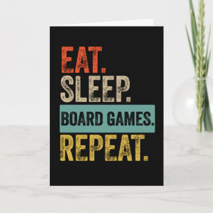 Carte Eat sleep board games repeat retro vintage