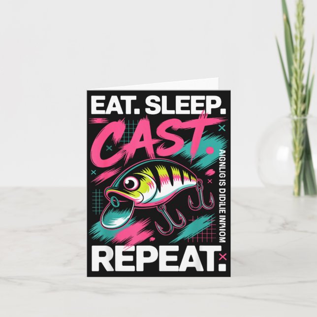 Carte Eat Sleep Cast Repeat Fishing Lover Men Dad Christ (Devant)