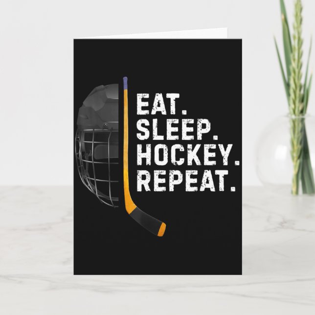 Carte Eat Sleep Hockey Repea Funny Cool Hockey Player  (Devant)