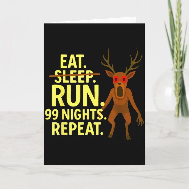 Carte Eat Sleep Run 99 Nights Repeat Y Deer Funny Gamer  (Devant)