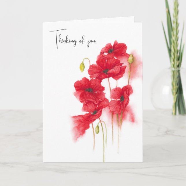 Carte Eau-couleur Rouge pavois pour penser à vous (Devant)