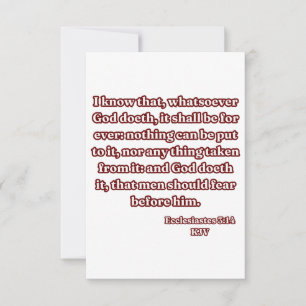 Carte Ecclésiaste 3:14 KJV Bible Verse Salutation
