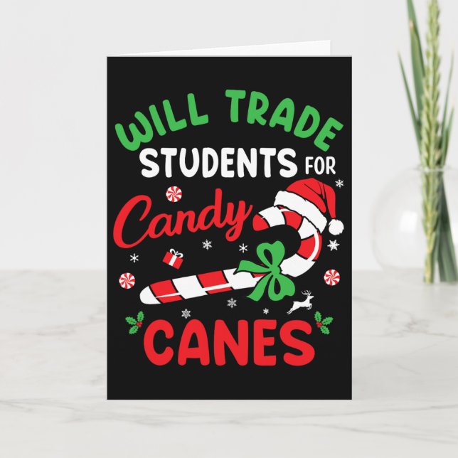 Carte Échangera Élèves Contre Canne de Bonbon Enseignant (Devant)