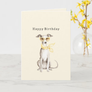 Carte Écharpe Jaune Clair Anniversaire Chien Blanc