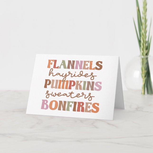Carte Écharpes en flanelle Citrouilles Feux de joie (Devant)