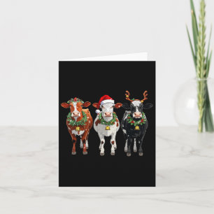 Carte Éclairage de Noël de l'éleveur de vache Santa Hat