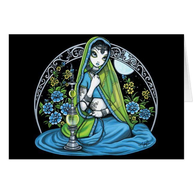 Carte éclectique de fée de lune de Sari de Hindi (Devant horizontal)