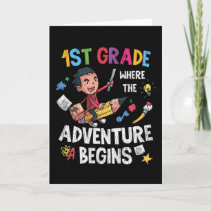 Carte École d'aventure de 1ère année Enseignant Garçons