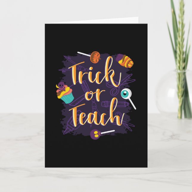 Carte Ecole d'Halloween Trick ou Teach (Devant)