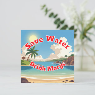 Carte Économisez l'eau, Buvez des Margs Chapeau de Camio