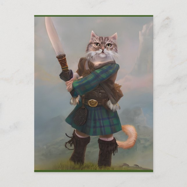 Carte écossaise Braveheart Scottish Highlander Cat (Devant)