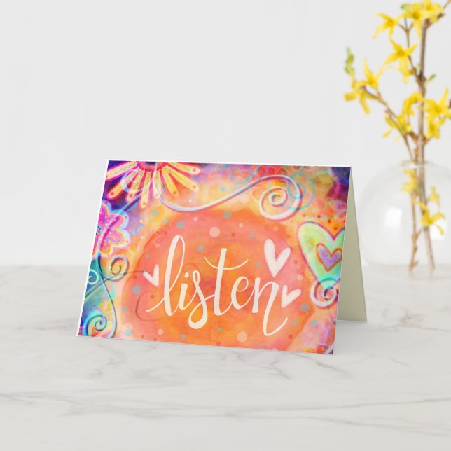 Carte Écouter Joli Coeurs Floraux Inspirant Pastel (Fleur jaune)