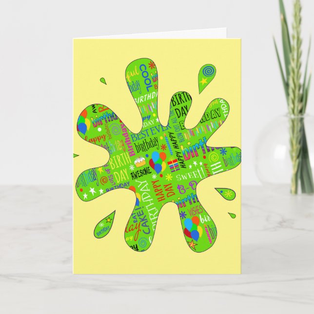 Carte ÉCRASSER VERT Slime avec voeux d'anniversaire (Devant)