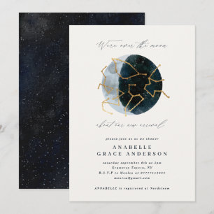 Carte Écriture astrologique aquarelle lune étoile célest