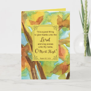 Carte Écriture bon thanksgiving Psaume Feuilles d'automn