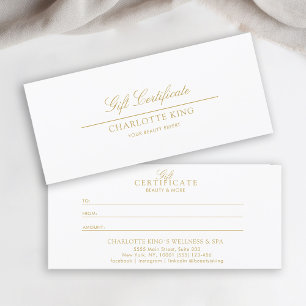 Carte Écriture Élégante   Certificat Cadeau Entreprise