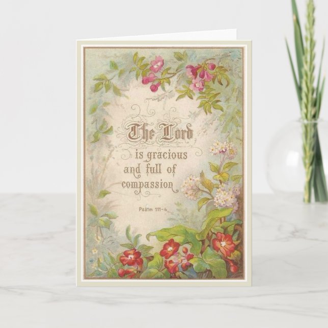Carte Ecriture Fleurs Verdure Vintage Antique (Devant)
