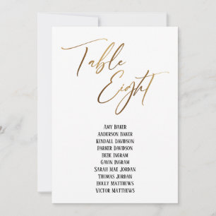 Carte Écriture manuscrite en or Tableau huit places