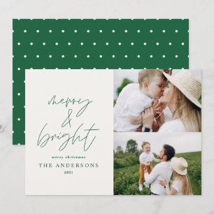 Carte Écriture moderne 1 photo joyeux & Noël lumineux