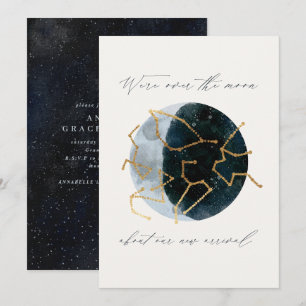 Carte Écriture moderne aquarelle étoile lune céleste