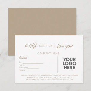 Carte Écriture Simple Taupe Cadeau Professionnel Avec Lo