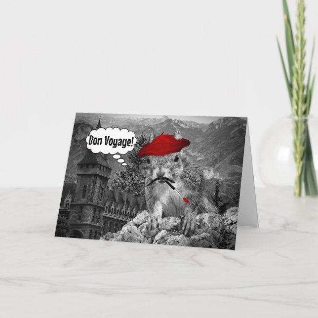 Carte Écureuil Artiste français Bon Voyage (Devant)