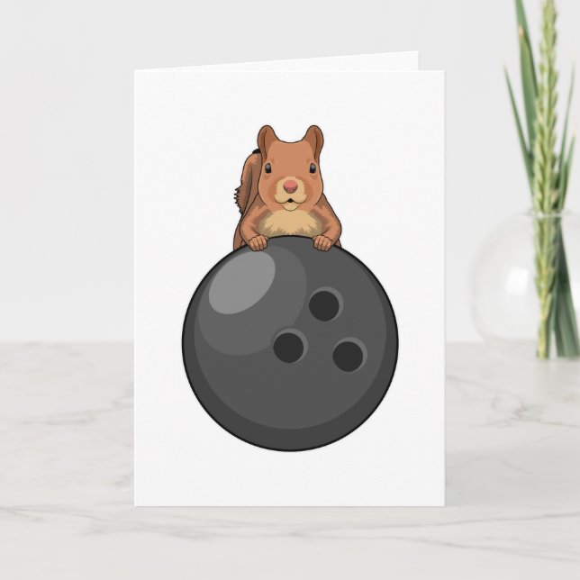 Carte Écureuil au bowling avec boule de bowling (Devant)