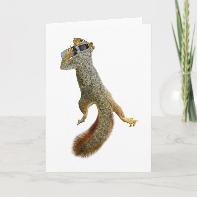 Carte Écureuil avec le téléphone portable (Devant)