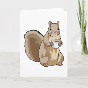 Carte Écureuil avec tasse de café