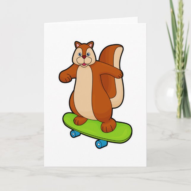 Carte Écureuil comme patineur avec skateboard (Devant)
