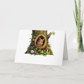 Carte Écureuil dans le creux d'un arbre