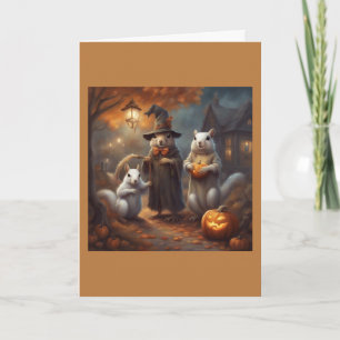 Carte Écureuil fantôme et sorcière Halloween