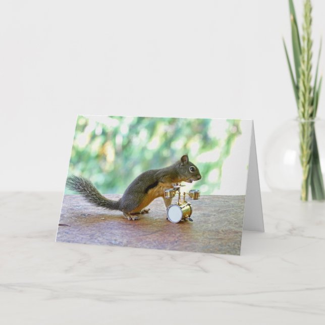 Carte Écureuil Jouant des tambours (Devant)