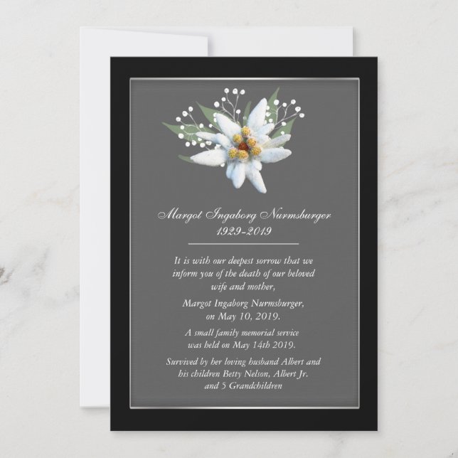 Carte Edelwiess européenne style Faire-part de la  (Devant)