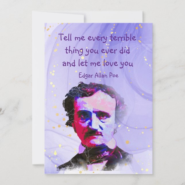 Carte Edgar Allan Poe Auteur Écrivain Poète Love Citatio (Devant)