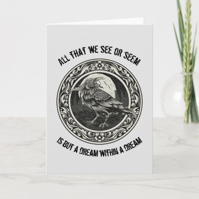 Carte Edgar Allan Poe Poète Auteur Dream Raven Médallion (Devant)