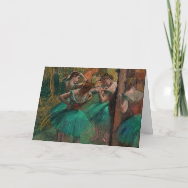 Carte Edgar Degas - Danseurs, rose et vert (Devant)