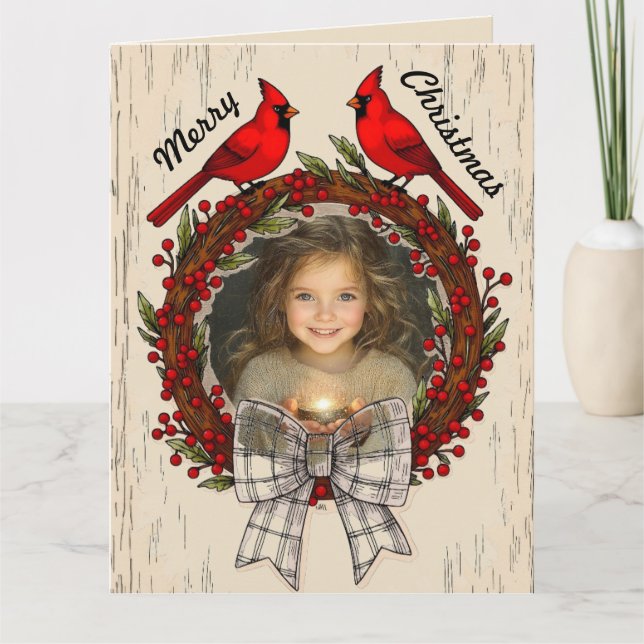Carte Editable Cardinals Photo Christmas (Devant)