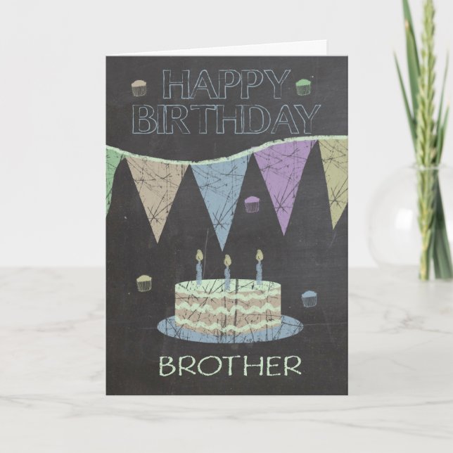 Carte Effet Brother Tendance Chalk Board, Avec Gâteau (Devant)
