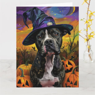 Carte Éffrayant American Staffordshire Halloween Citroui