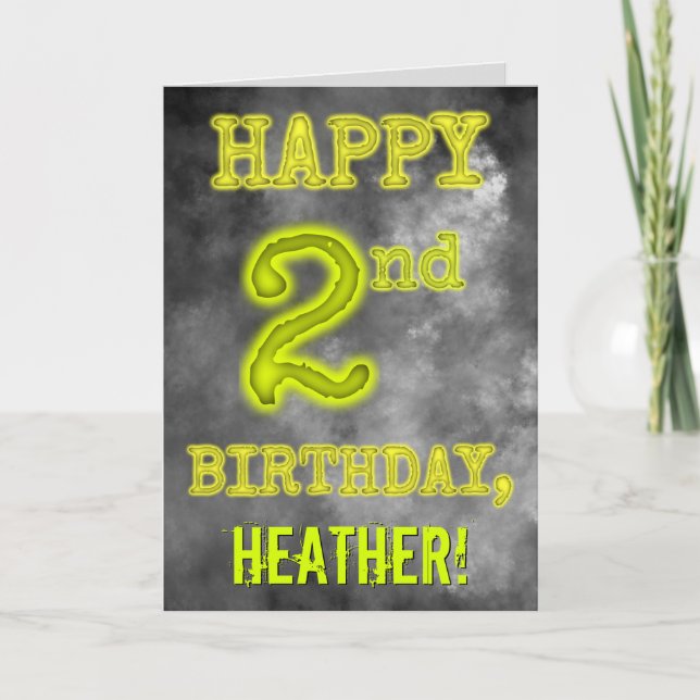 Carte Éffrayant Aura Jumelé "HEUREUX 2e ANNIVERSAIRE" (Devant)