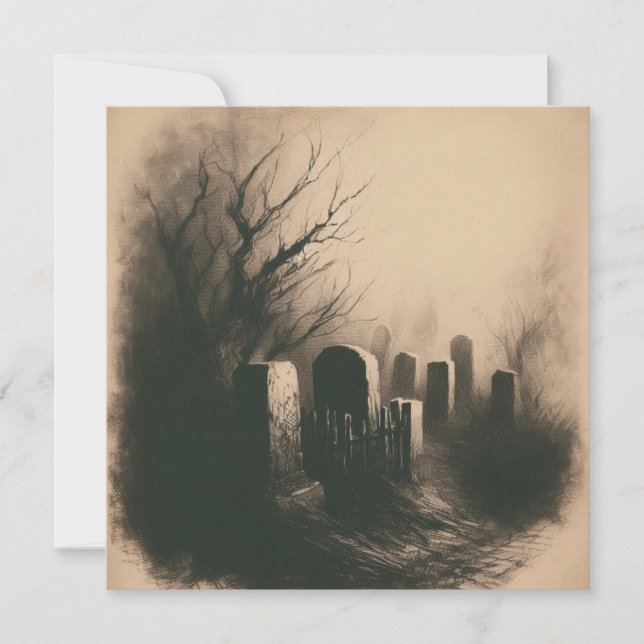 Carte Éffrayant cimetière Vintage Illustration Goth (Devant)