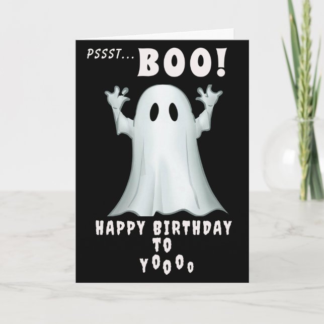 Carte Éffrayant fantôme rétro noir halloween Anniversair (Devant)