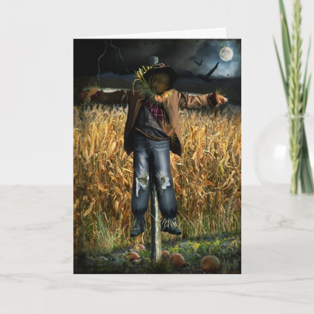 Carte Éffrayant Halloween Scarecrow (Devant)