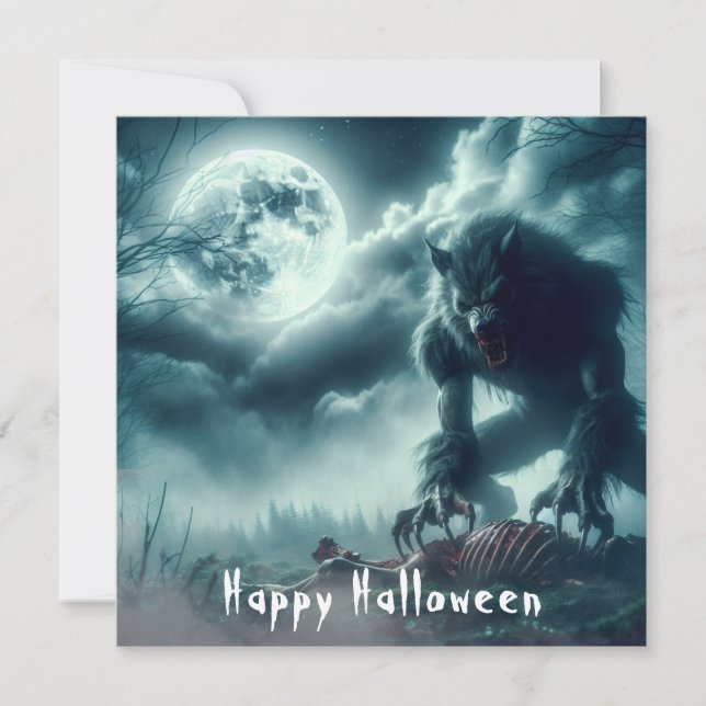 Carte Effrayant Halloween Werewolf (Devant)